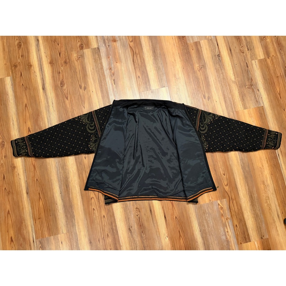 Dale of Norway Dale Casual Full Zip Nordic Wool Sweater Black Green Gold Womens - Picture 3 of 7